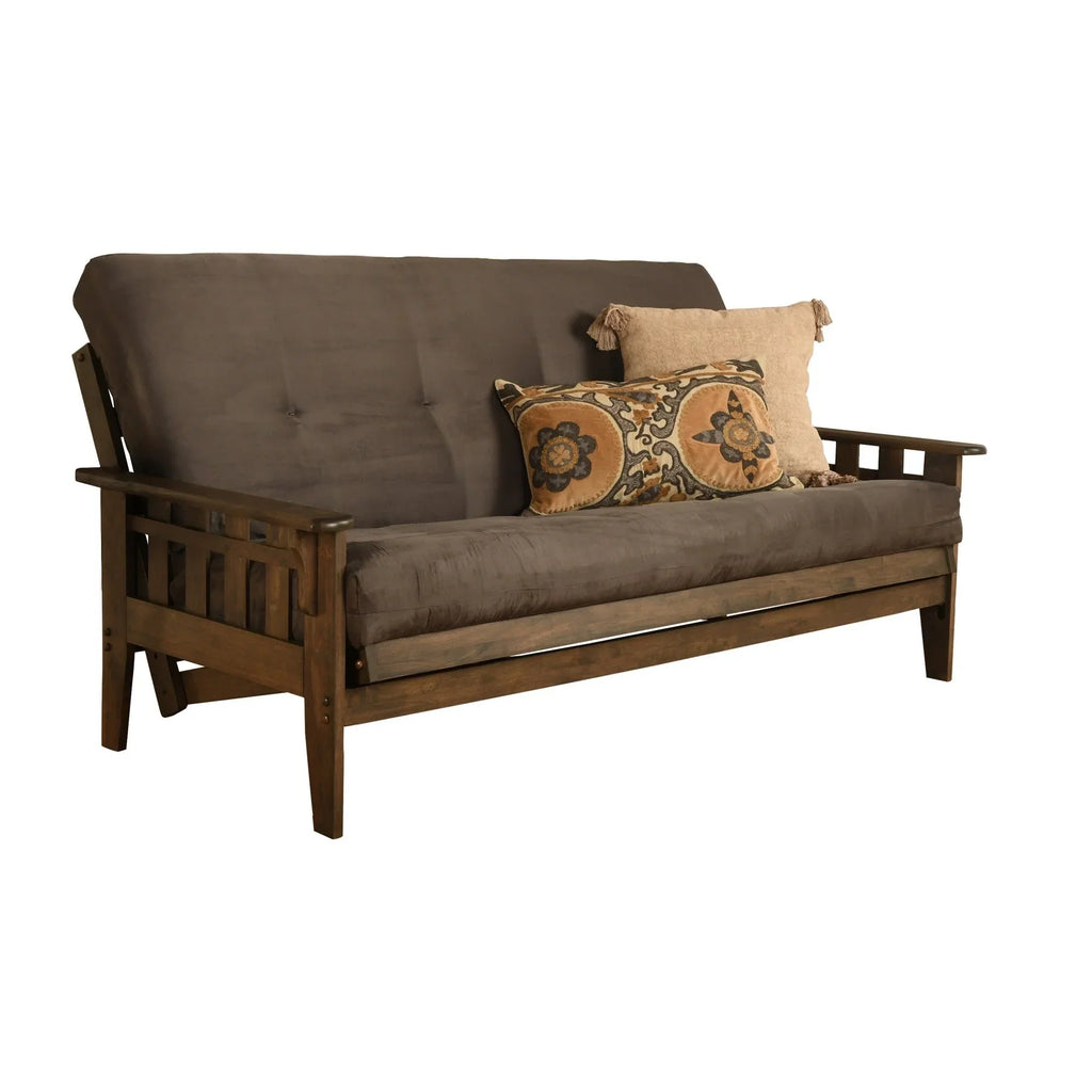 Ensemble futon rustique en noyer grand format avec matelas
