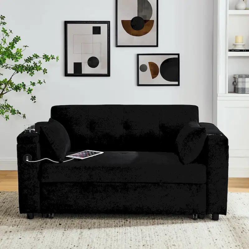 Canapé convertible 54 pouces avec lit gigogne, double assise, fonction relax