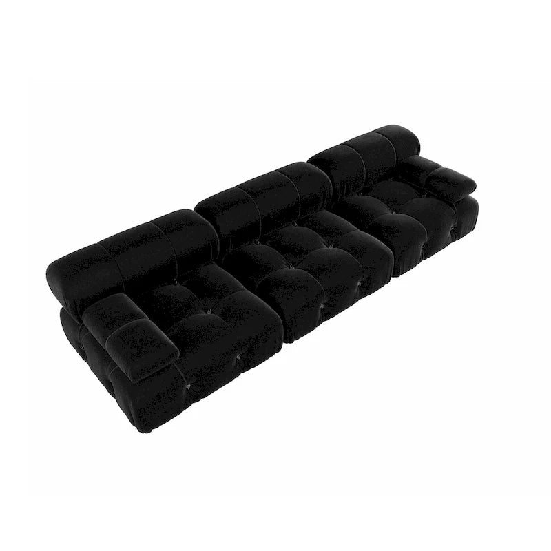 Canapé d'angle modulable noir en velours