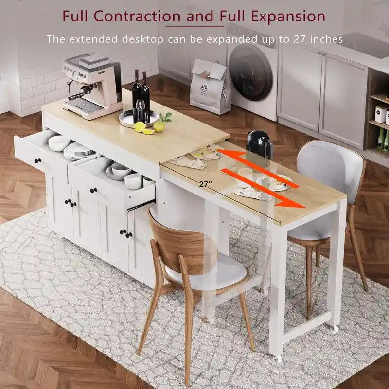 Îlot de cuisine avec table à manger extensible