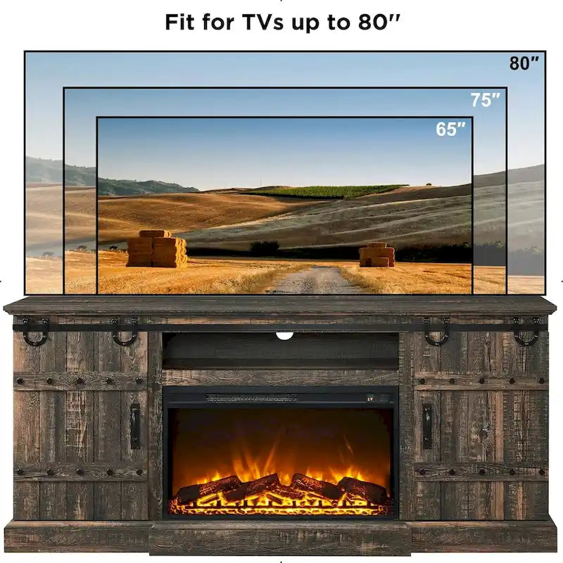 Meuble TV Cheminée de Ferme, Meuble Multimédia, Console Multimédia