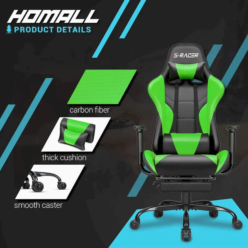 Chaise de jeu avec repose-pieds - Chaise de bureau ergonomique