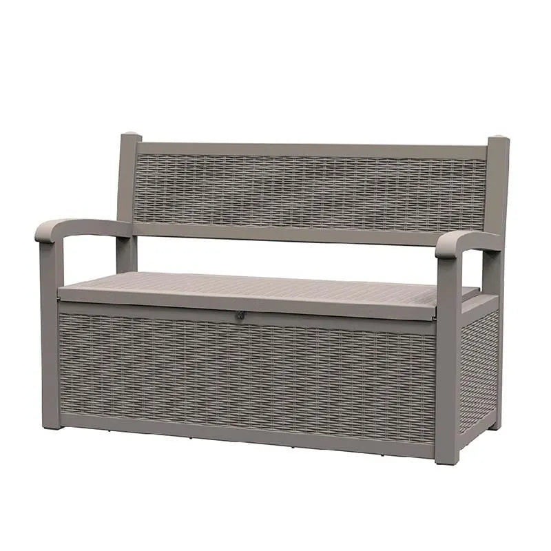 Banc de rangement en résine tout temps avec compartiment caché verrouillable - Aspect rotin, capacité de 227 kg, rangement de 265 litres