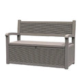 Banc de rangement en résine tout temps avec compartiment caché verrouillable - Aspect rotin, capacité de 227 kg, rangement de 265 litres