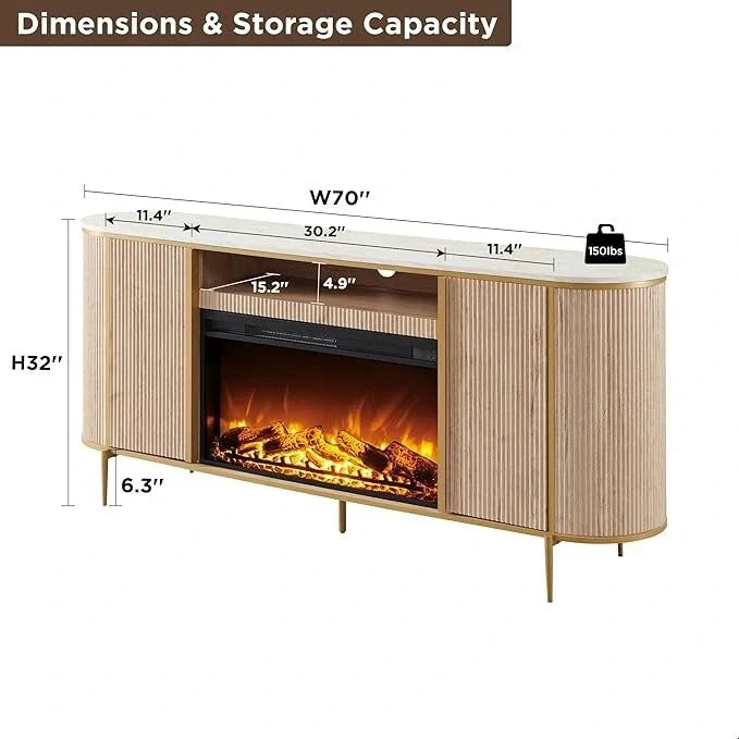 70 Meuble TV moderne de luxe avec cheminée, Centre de divertissement, Console TV