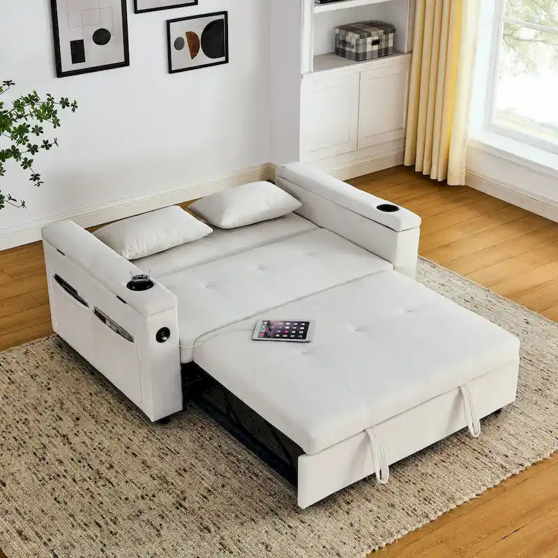 Canapé convertible 54 pouces avec lit gigogne, double assise, fonction relax