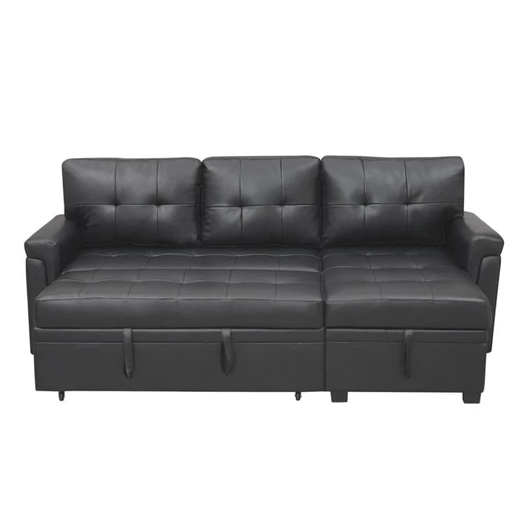 Canapé d'angle réversible convertible avec lit gigogne, méridienne de rangement et pieds durables