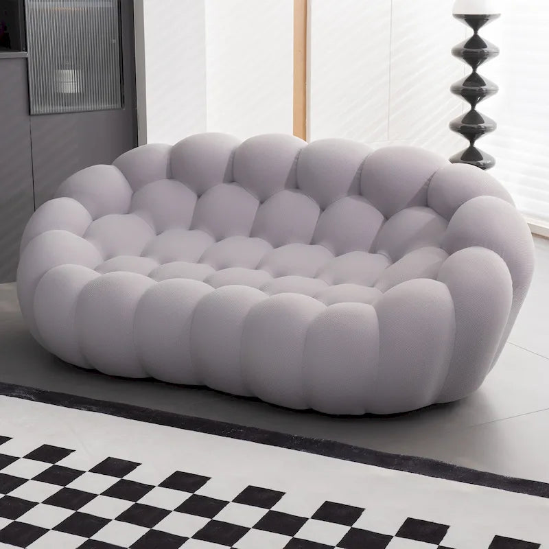 Canapé paresseux courbé 2 places Bubble de forme nid d'abeille avec tissu textile 3D pour salon et appartement