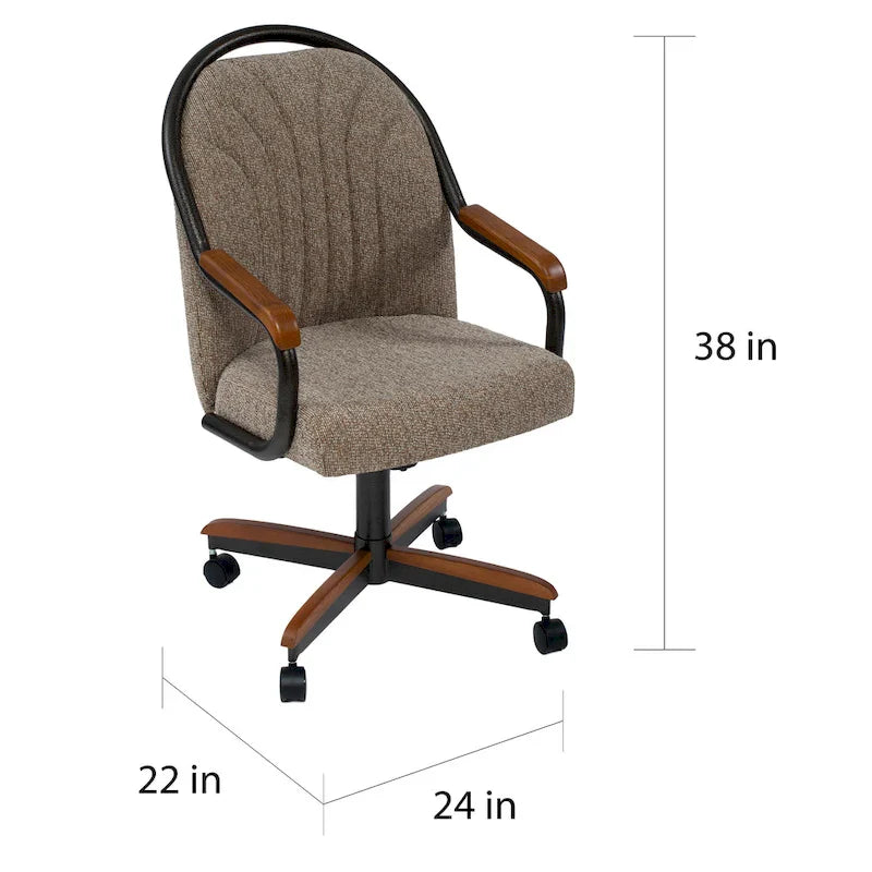 Chaise de salle à manger roulante, pivotante et inclinable pour repas décontractés - 38 Hx221/2 L x 22 P - 38 Hx24 L x 22 P