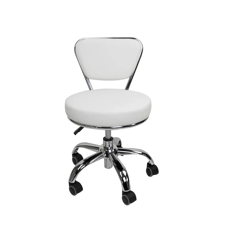 Tabouret court Dayton réglable de 13 à 15, avec dossier, blanc - N/A