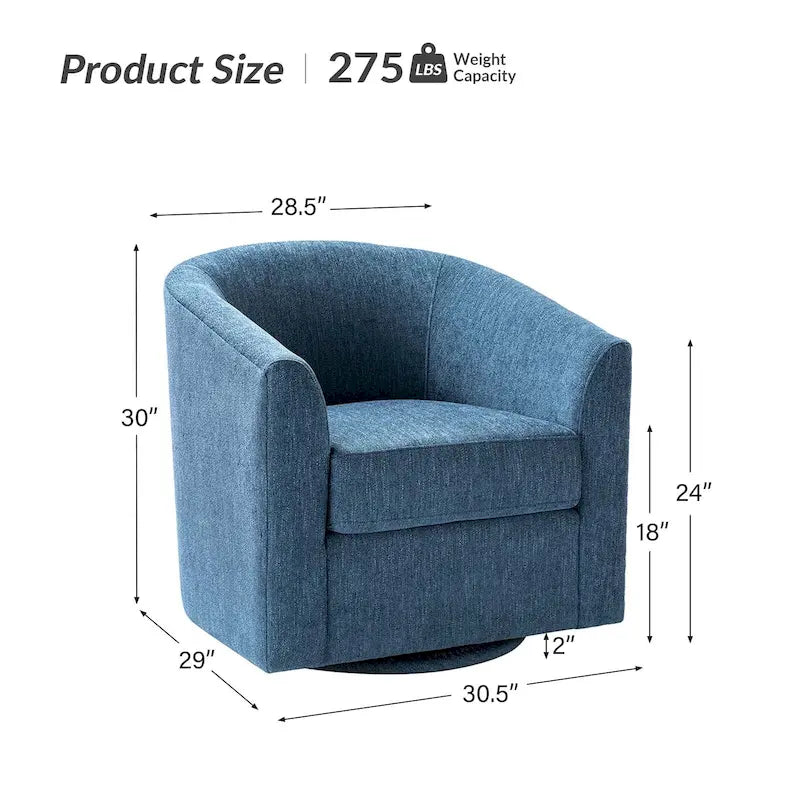 Fauteuil Cuenca moderne en tissu avec piètement pivotant