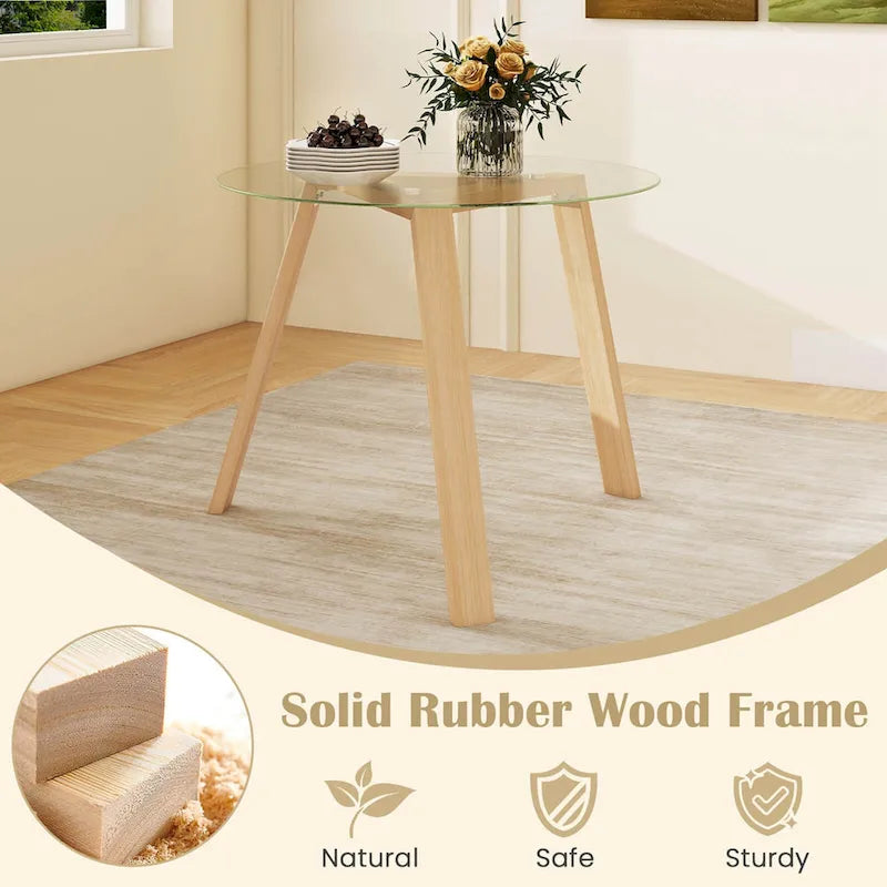 Table de salle à manger ronde en verre Costway 36" pour 4 personnes avec plateau en verre trempé - Voir détails