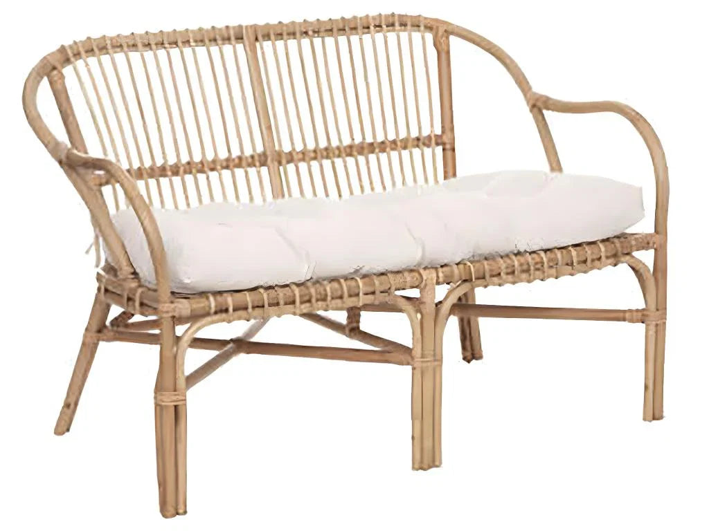 Banc places rotin - Blanc