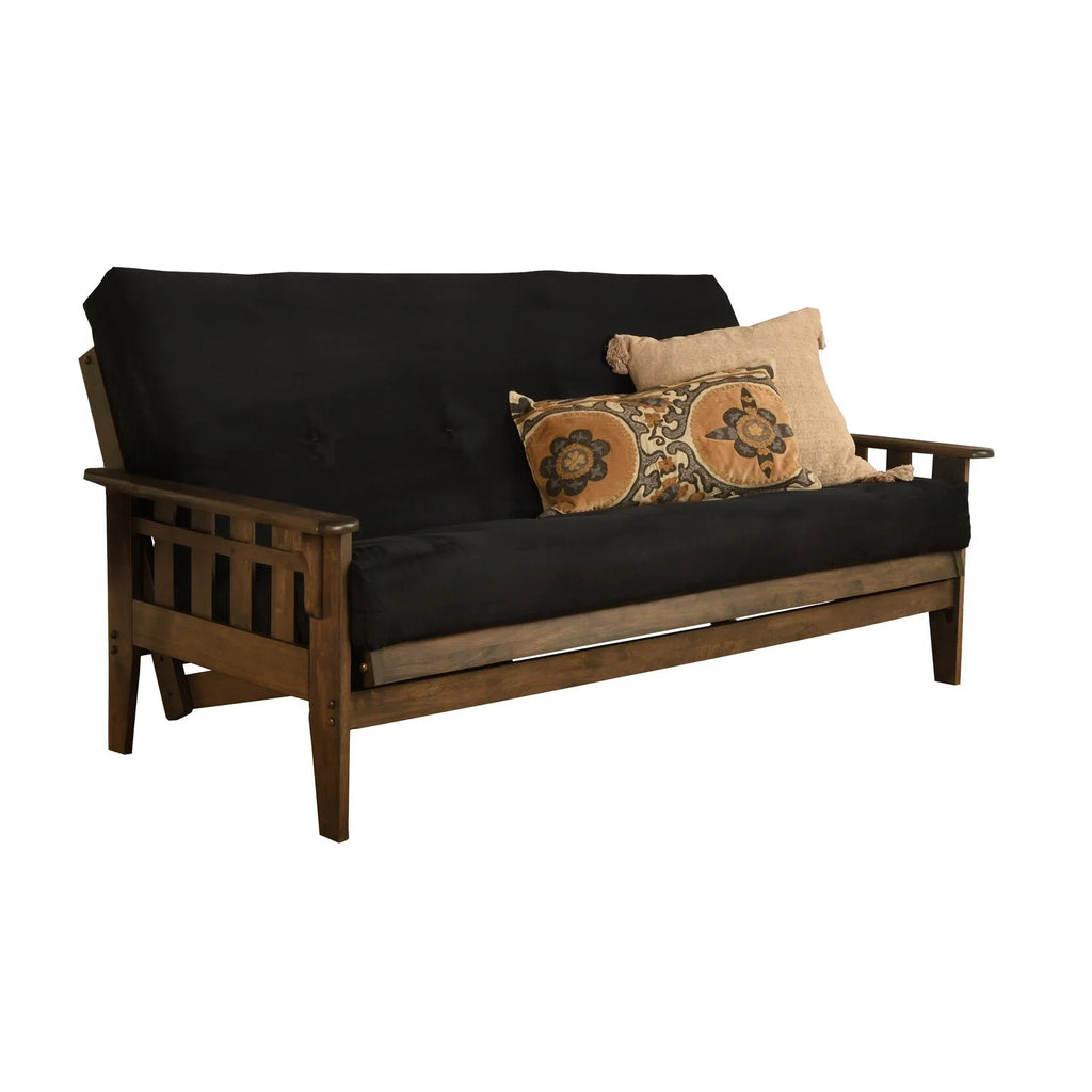 Ensemble futon rustique en noyer grand format avec matelas