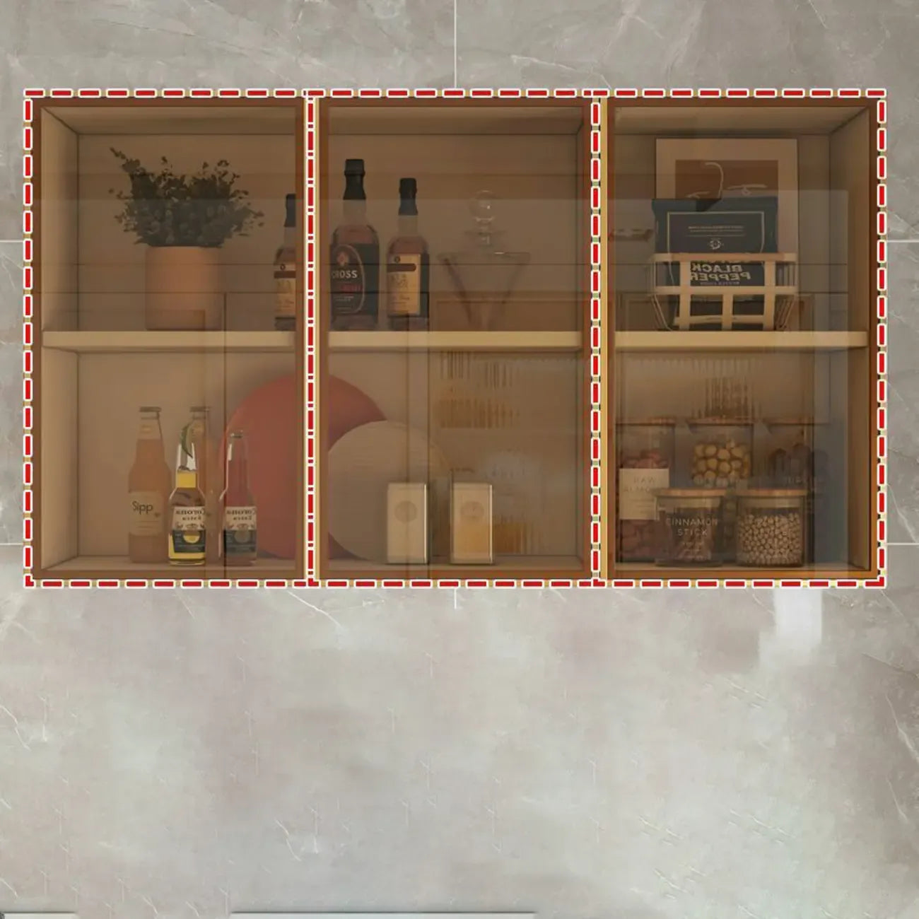 Armoire de cuisine murale grise en bois pour rangement