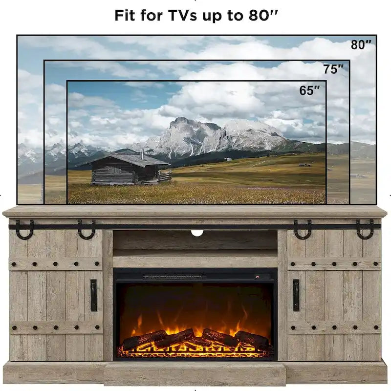 Meuble TV Cheminée de Ferme, Meuble Multimédia, Console Multimédia
