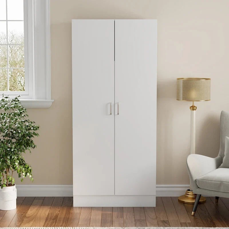 Armoire de chambre autonome à 2 portes avec tringle à vêtements