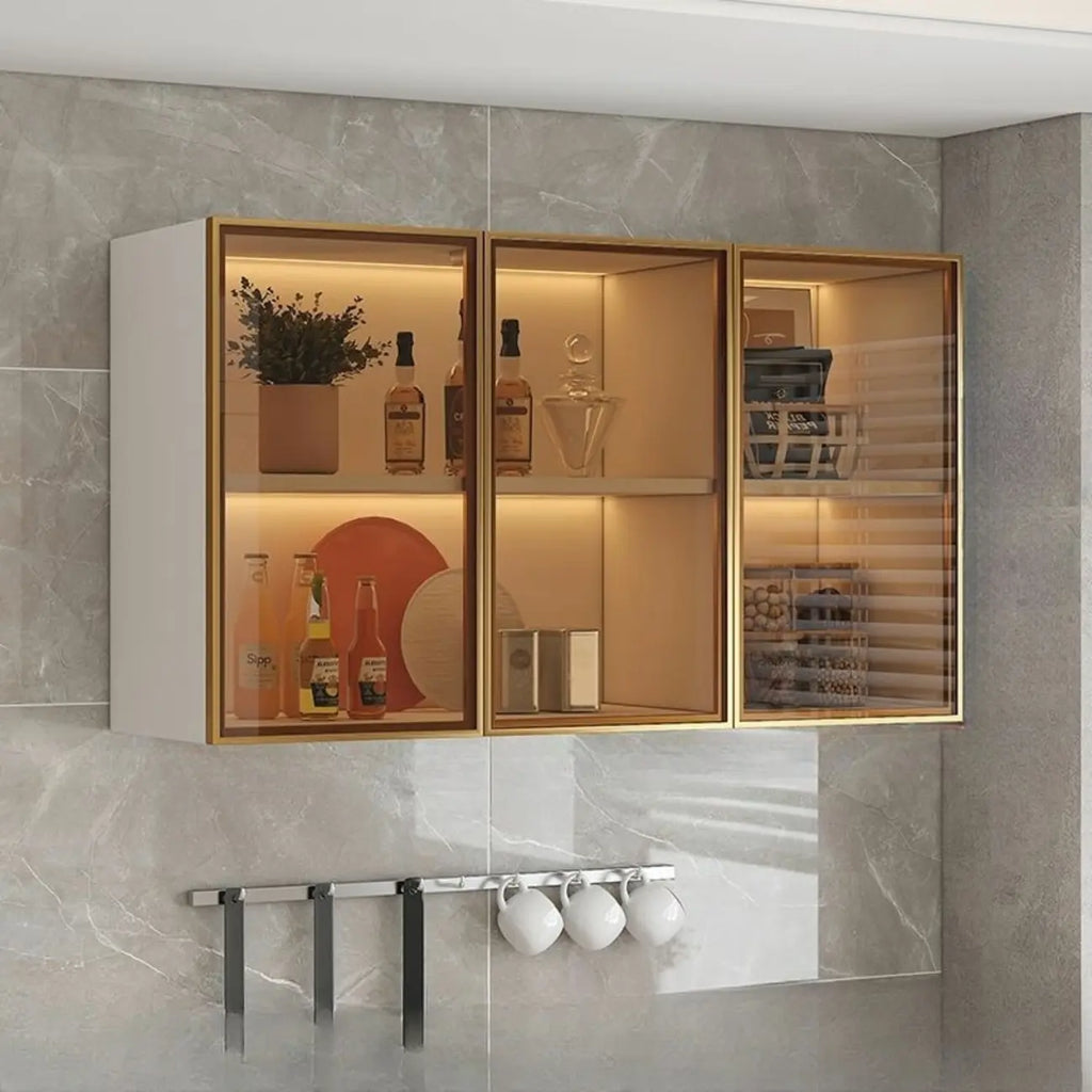 Armoire de cuisine murale grise en bois pour rangement