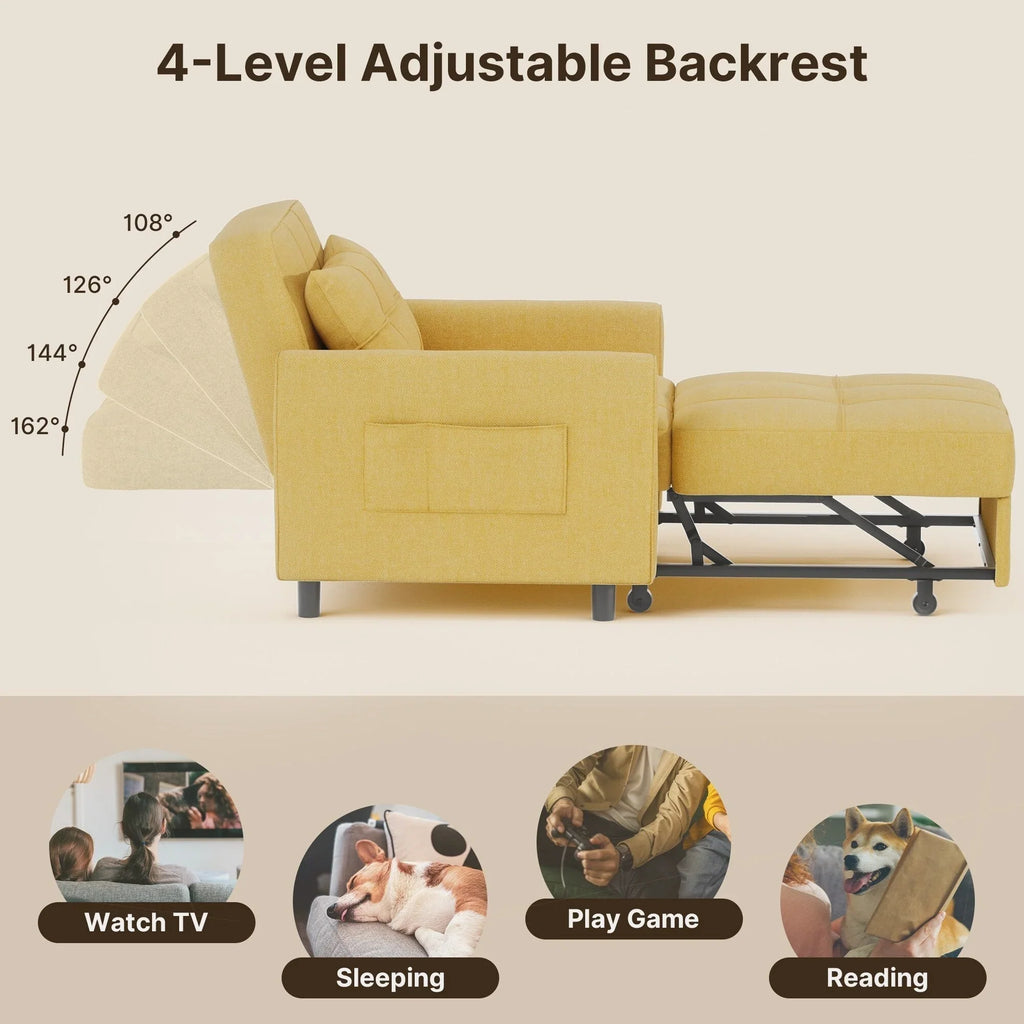 Canapé-lit convertible 3-en-1, Canapé-chaise dépliable, Lit pliant convertible pour salon