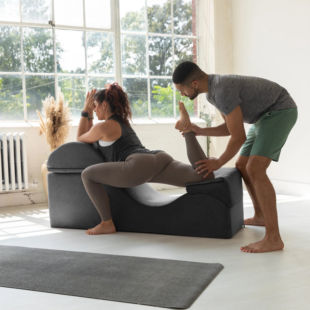 Avana Kami Chaise convertible / Yoga & Massage - Pouf 2 en 1 avec chaise longue de yoga escamotable, Microvelours - N/A