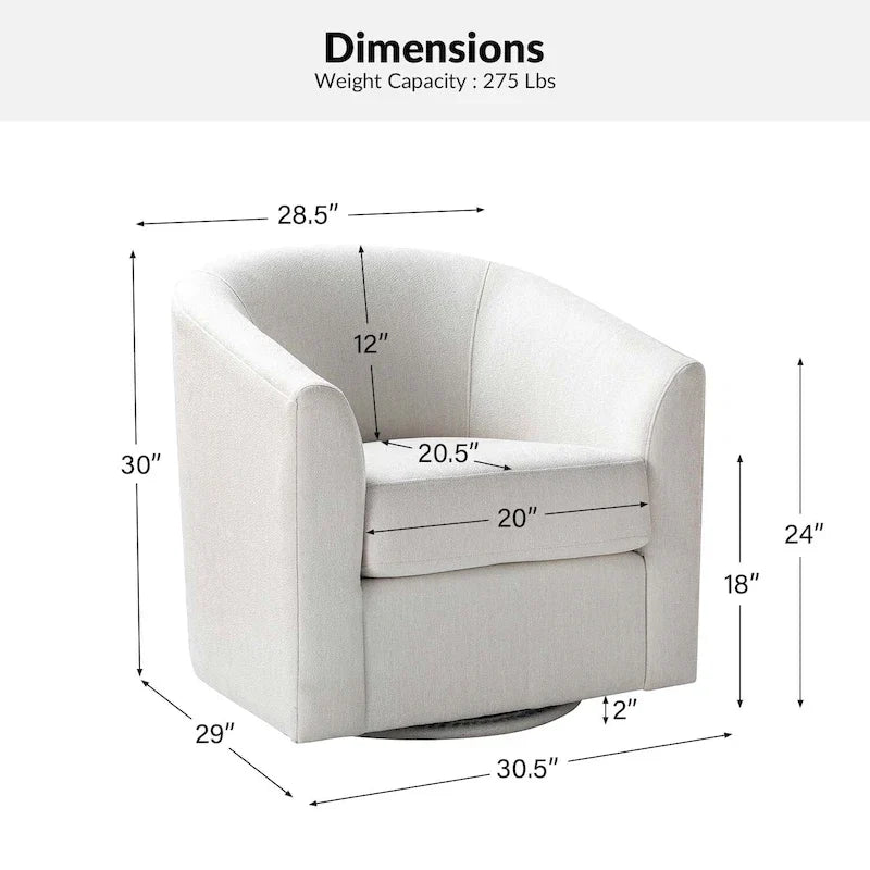 Fauteuil Cuenca moderne en tissu avec piètement pivotant
