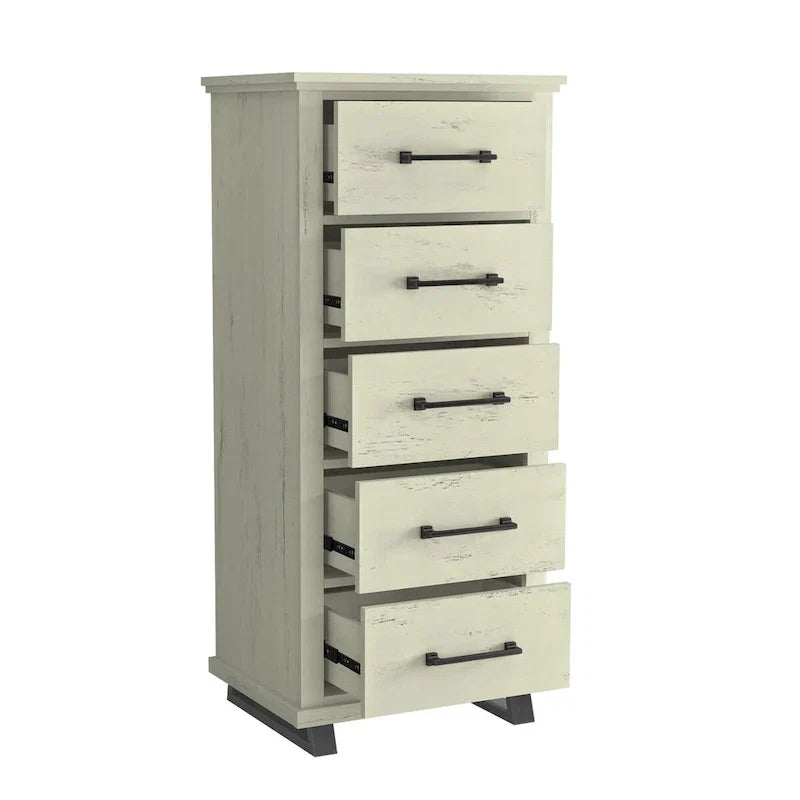 Ensemble de chambre à coucher 4 pièces Farmhouse - 2 tables de chevet, 1 commode et 1 chiffonnier