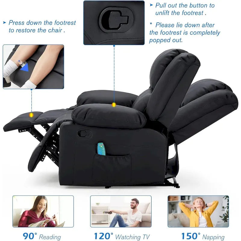 Causeuse inclinable 2 places avec fonction de chauffage et de massage