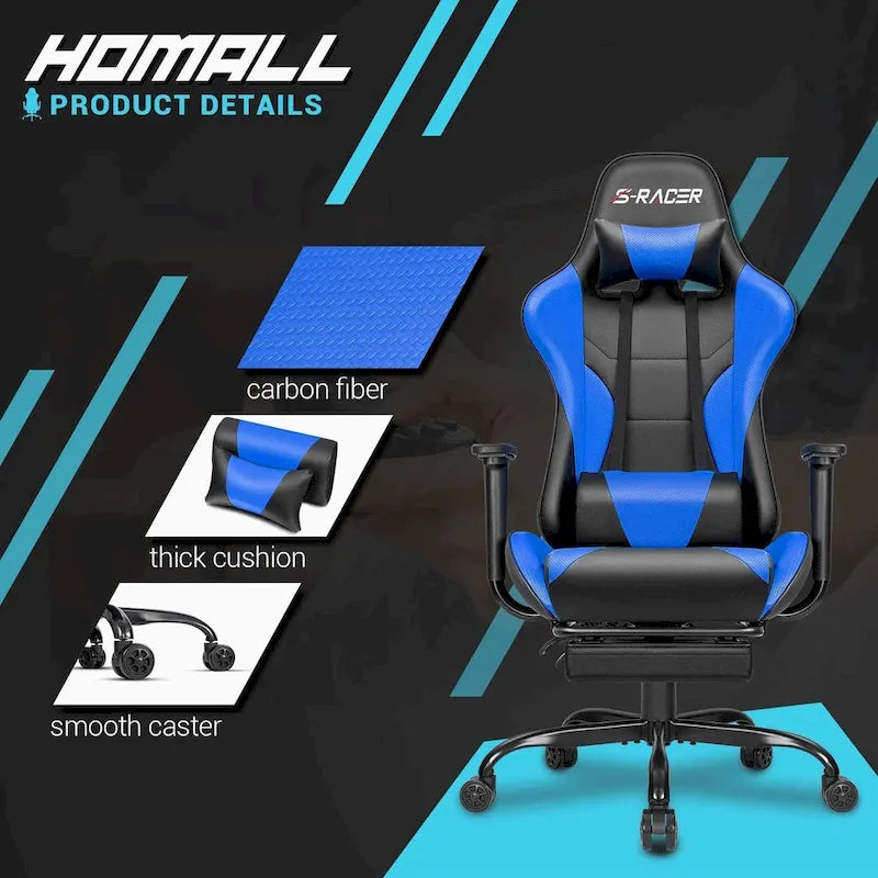 Chaise de jeu avec repose-pieds - Chaise de bureau ergonomique