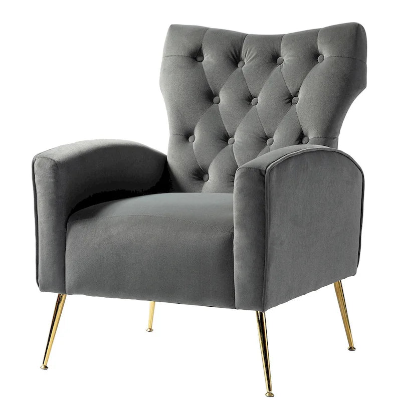 Chaise touffetée Abadiana avec accent et piètement en métal