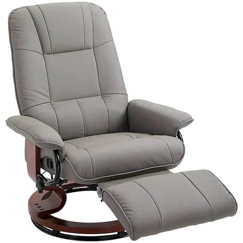 Fauteuil inclinable manuel pivotant en similicuir HomCom avec repose-pieds confortable et relaxant