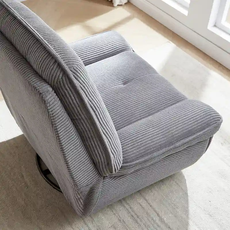 Fauteuil inclinable pivotant et coulissant en velours côtelé avec repose-pieds pour salon