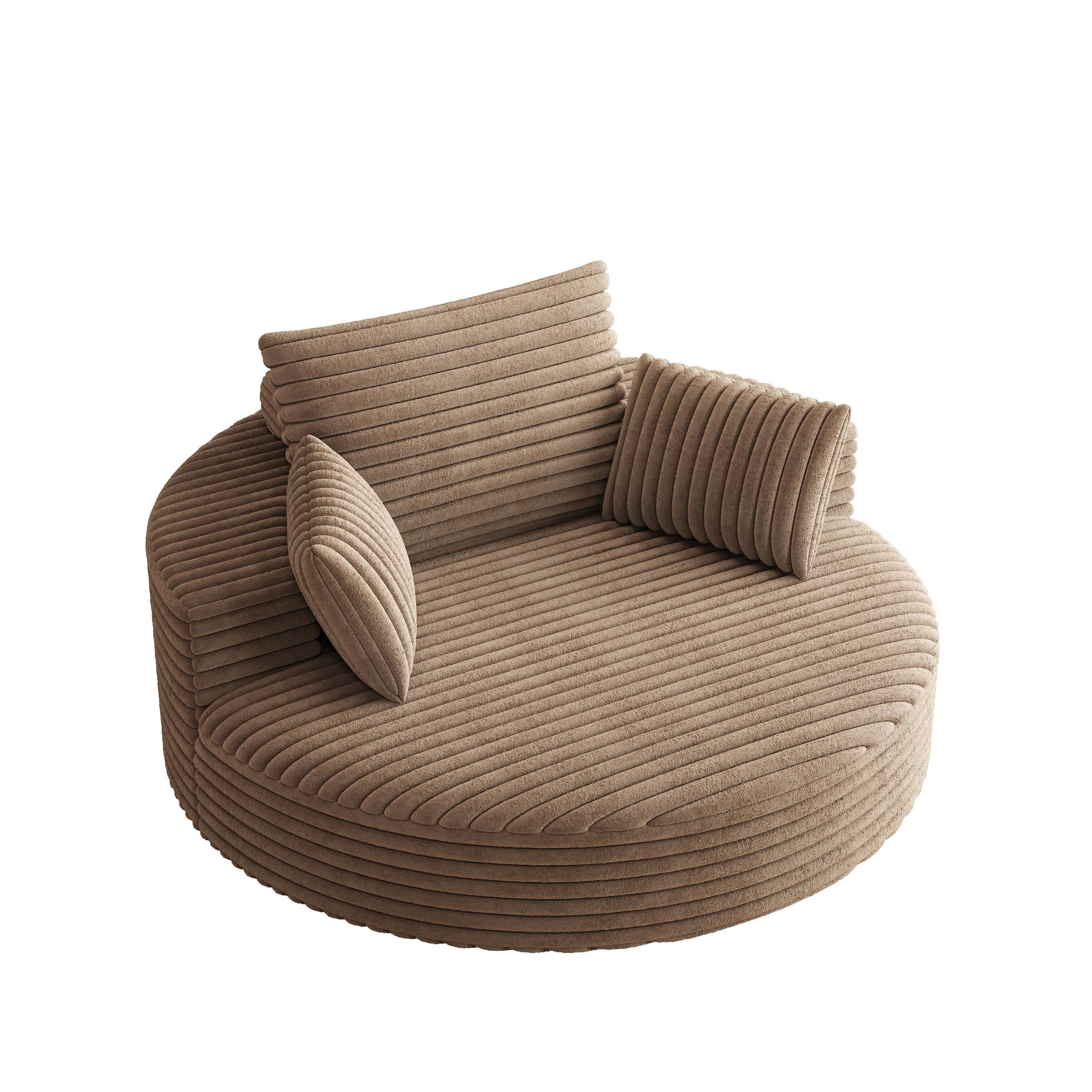 Fauteuil pivotant simple en velours côtelé et chenille avec rembourrage en mousse