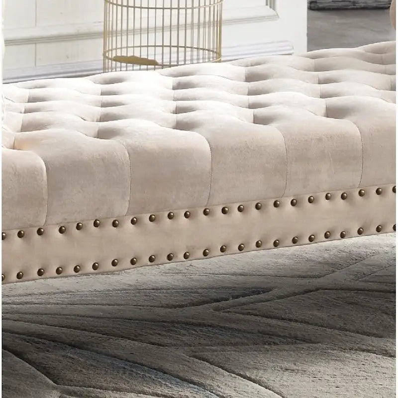 Banc rembourré en velours capitonné surdimensionné avec accoudoirs arrondis de 71 pouces