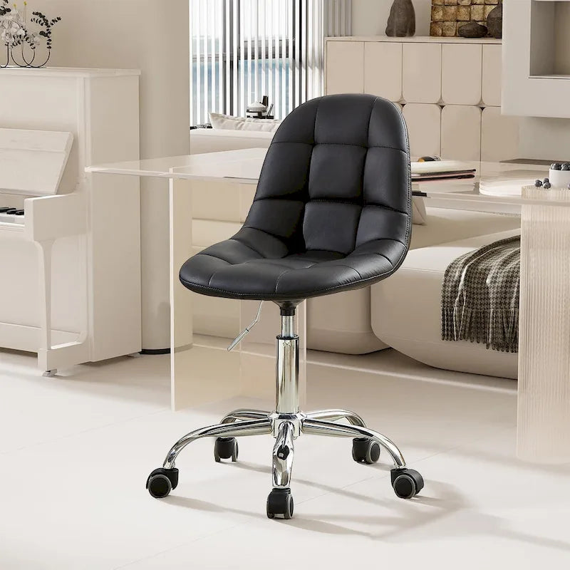 Chaise de bureau à domicile sans accoudoirs Javlergo, chaise de bureau d'ordinateur réglable en hauteur avec roulettes