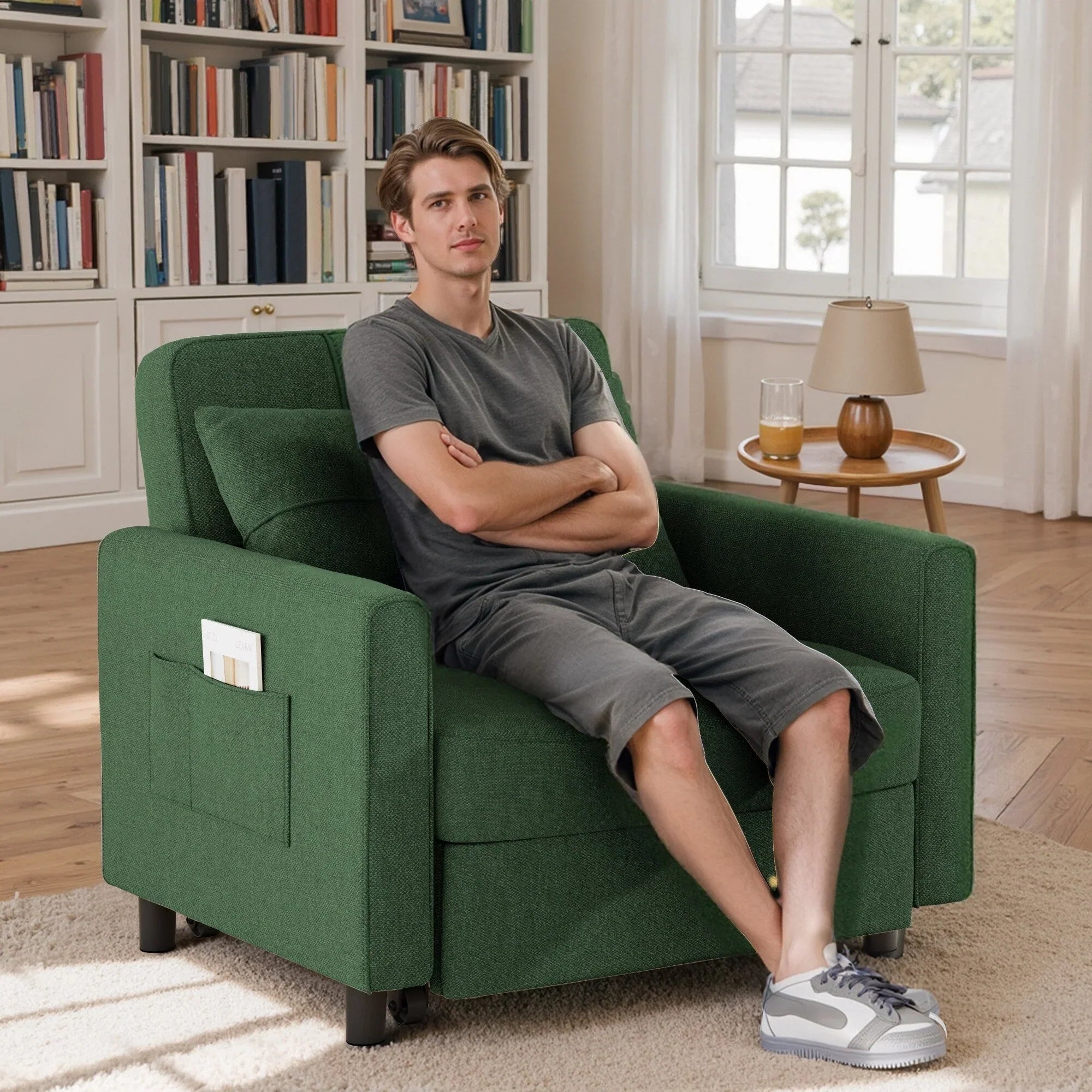Canapé-lit convertible 3-en-1, Canapé-chaise dépliable, Lit pliant convertible pour salon