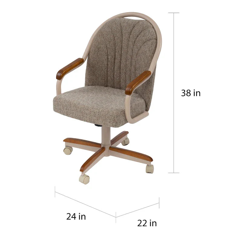 Chaise pivotante et inclinable à roulettes avec coussin pour salle à manger décontractée