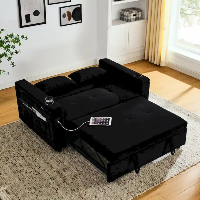 Canapé convertible 54 pouces avec lit gigogne, double assise, fonction relax