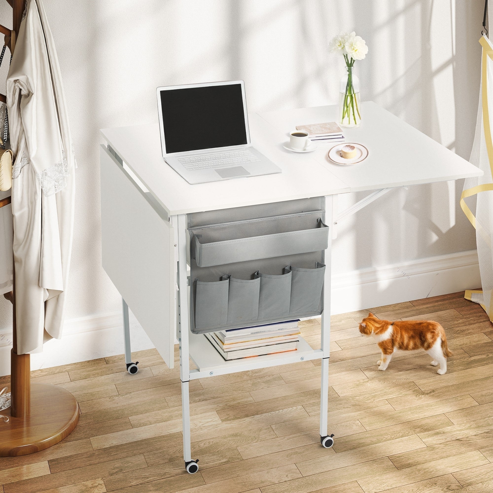 Table artisanale réglable en hauteur avec étagères de rangement, table de coupe pliante mobile pour bureau à domicile, salle de couture, salle d'artisanat