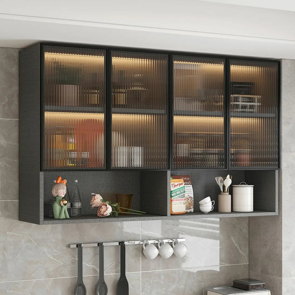 Armoire de cuisine murale grise en bois pour rangement
