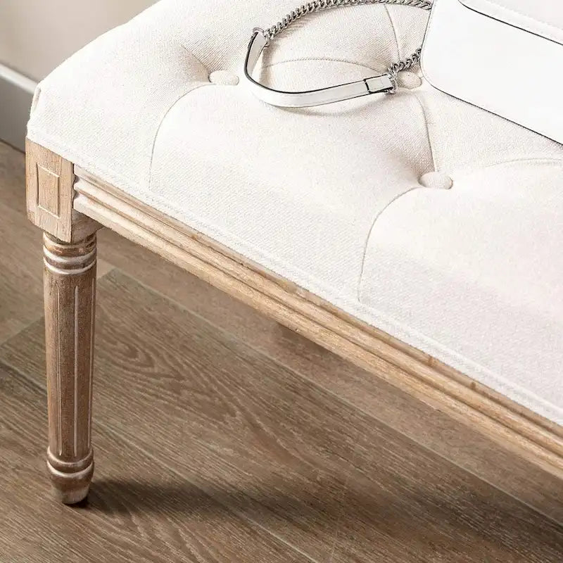 Banc de siège ottoman rectangulaire capitonné extra-long 48 po - Beige