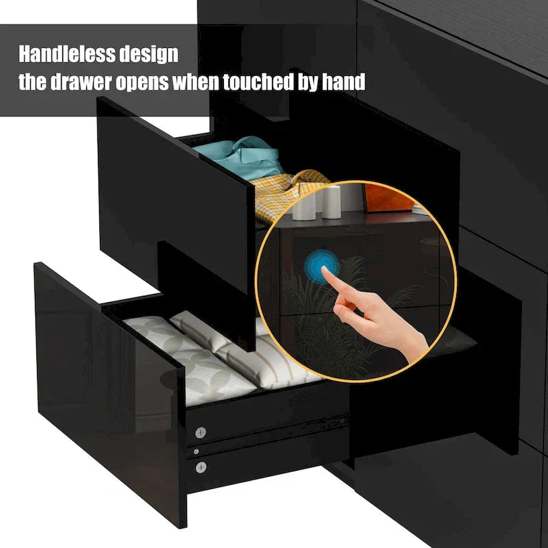 Commode à 9 tiroirs Tour de rangement pour chambre à coucher avec lumière