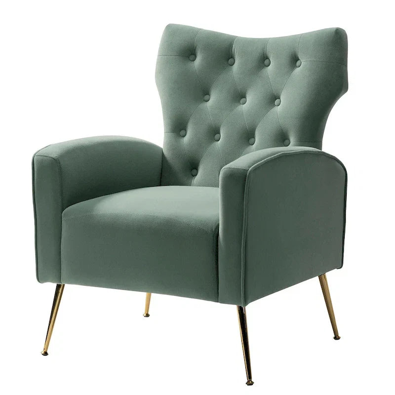 Chaise touffetée Abadiana avec accent et piètement en métal