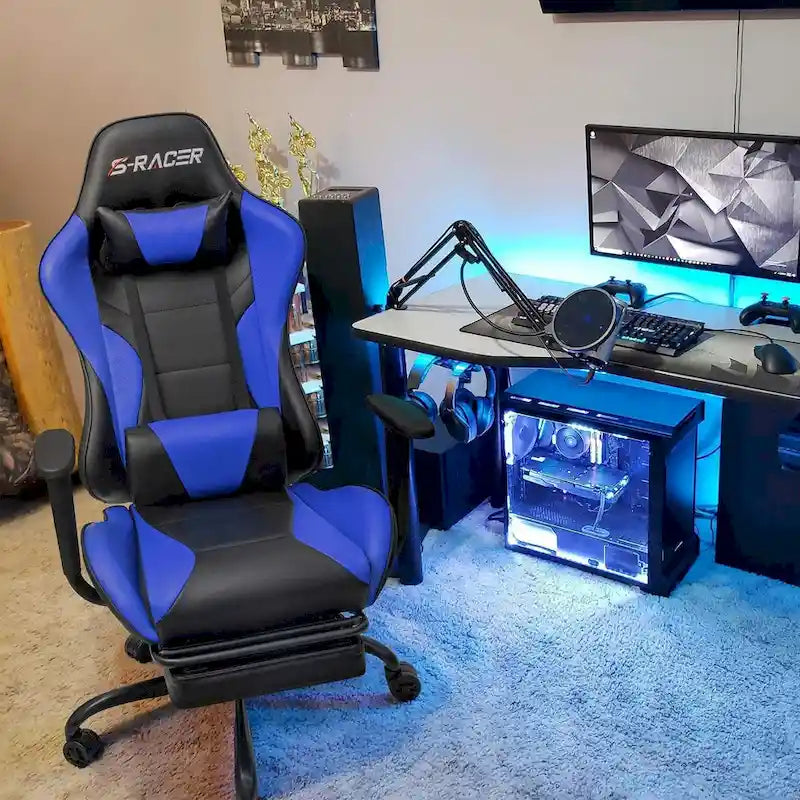 Chaise de jeu avec repose-pieds - Chaise de bureau ergonomique