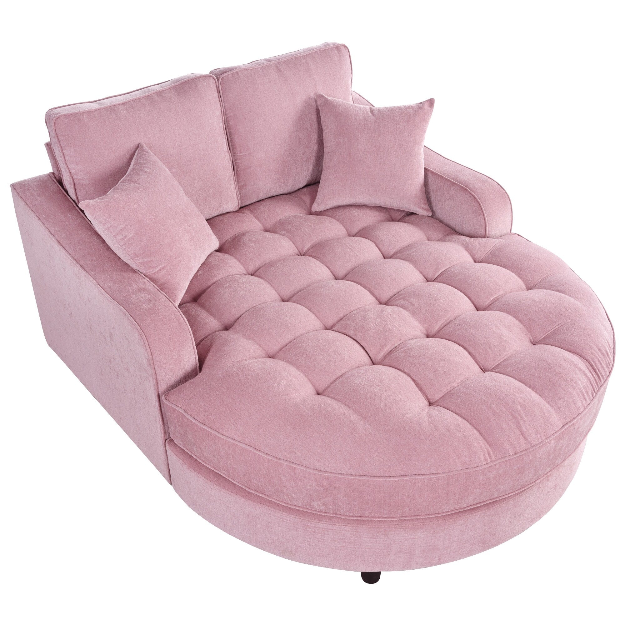 Canapé-lit Chenille avec dossier touffeté et 2 oreillers détachables pour le salon