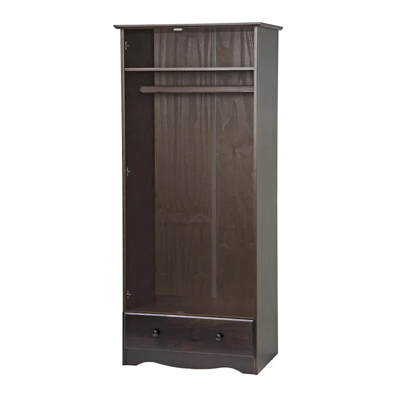 Armoire garde-robe modulable 100 % en bois massif avec poignées en métal ou en bois