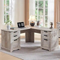 Bureau d'angle exécutif en forme de L 60 Farmhouse, bureau d'angle en bois, bureau d'ordinateur
