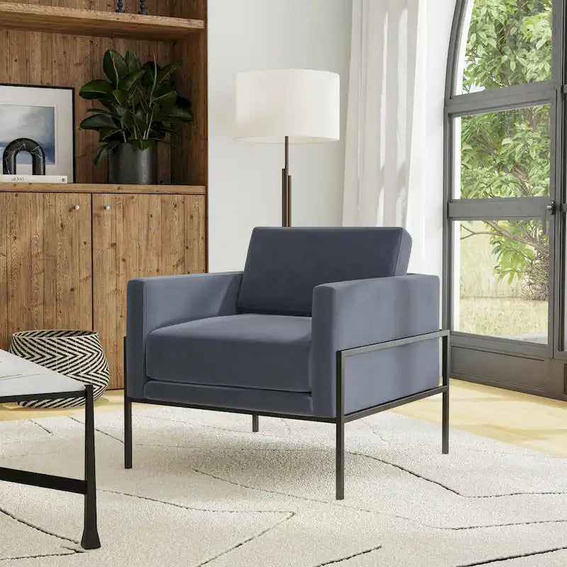 Fauteuil club moderne HomePop rembourré avec cadre en métal