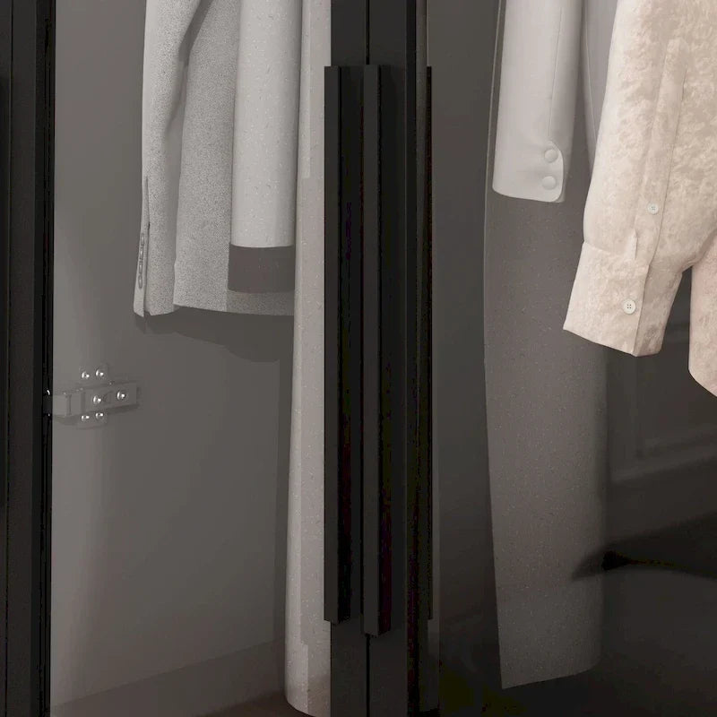 47,2 Grande Armoire LED Lumineuse Placard à Portes en Verre Entièrement en Verre