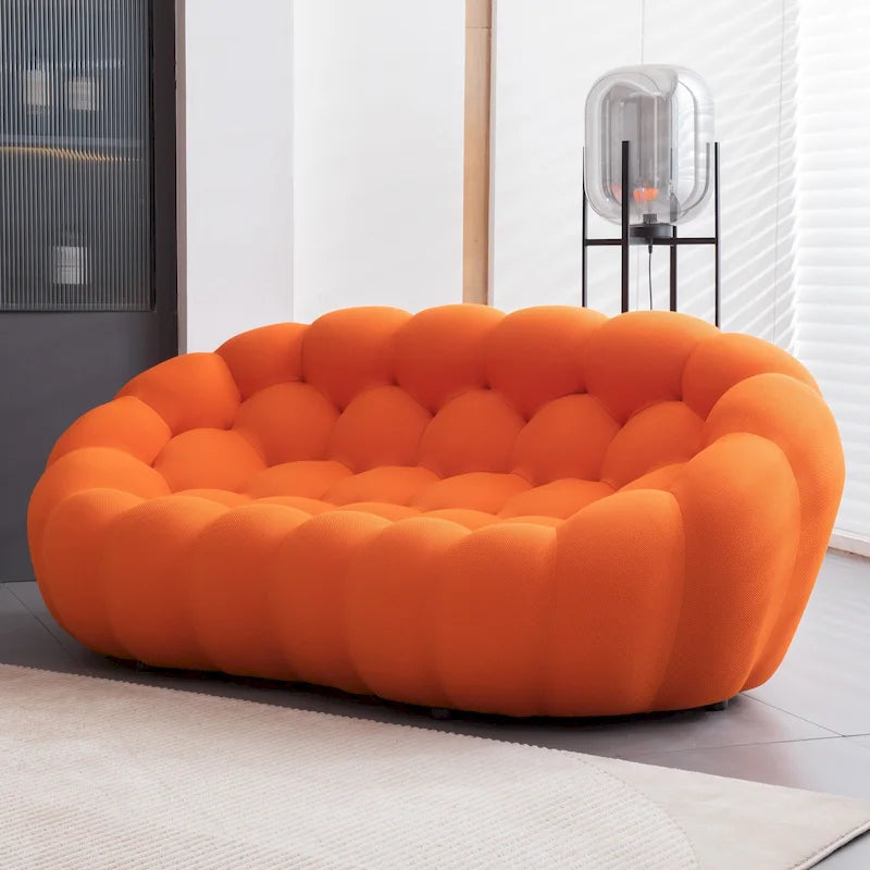 Canapé paresseux courbé 2 places Bubble de forme nid d'abeille avec tissu textile 3D pour salon et appartement