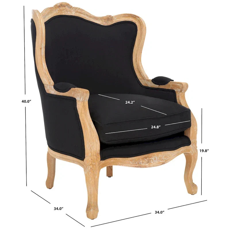 Fauteuil à oreilles Kali Oak en lin naturel - 34Lx34Px40H